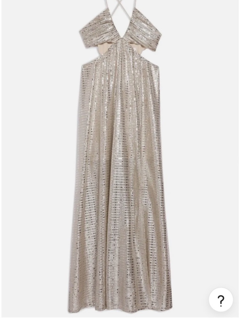 Topshop Silver Sequin Halter Maxi Dress with Cut Outs - NEW WITH TAGS